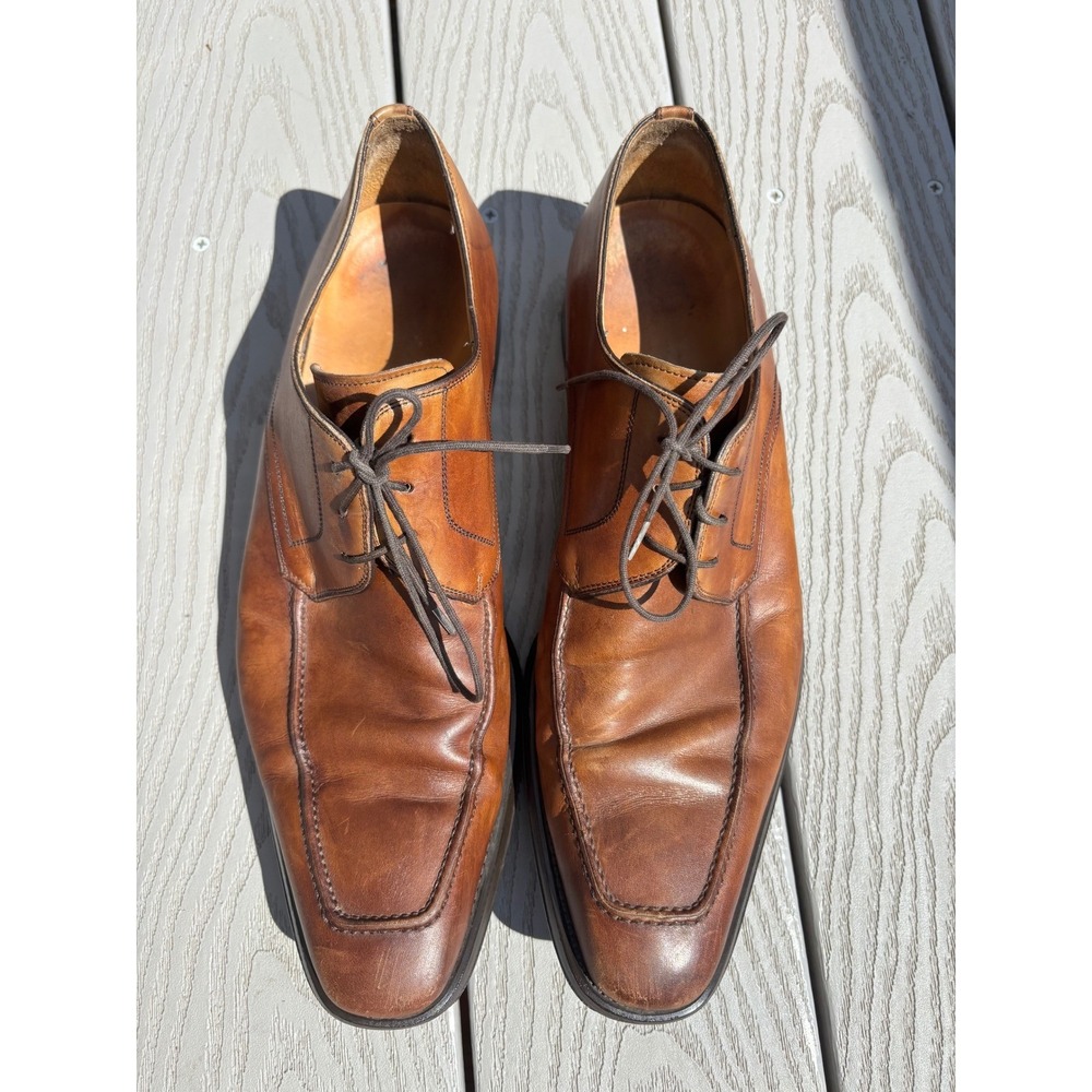 Magnanni Romelo Cognac Men's Size 11.5 M Lace Up Apron Toe Derby Shoes 13723 - Picture 7 of 10